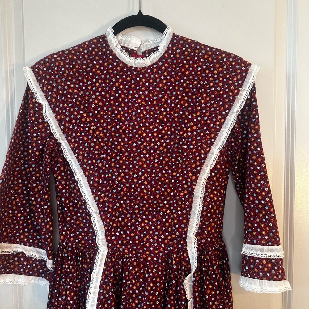 Vintage Homemade Gunne Sax Inspired Cottage Core Prairie Micro Floral Maxi Dress - Picture 3 of 9